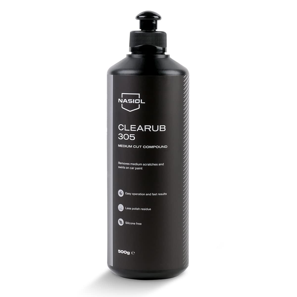 NASIOL Clearub 305 Medium Cut Compound - Professional Car Paint Scratch Remover & Polishing Compound for Auto Detailing (16 oz Bottle) - Perfect for Removing Swirl Marks, Oxidation & Light Scratches on Cars, Trucks & Motorcycles