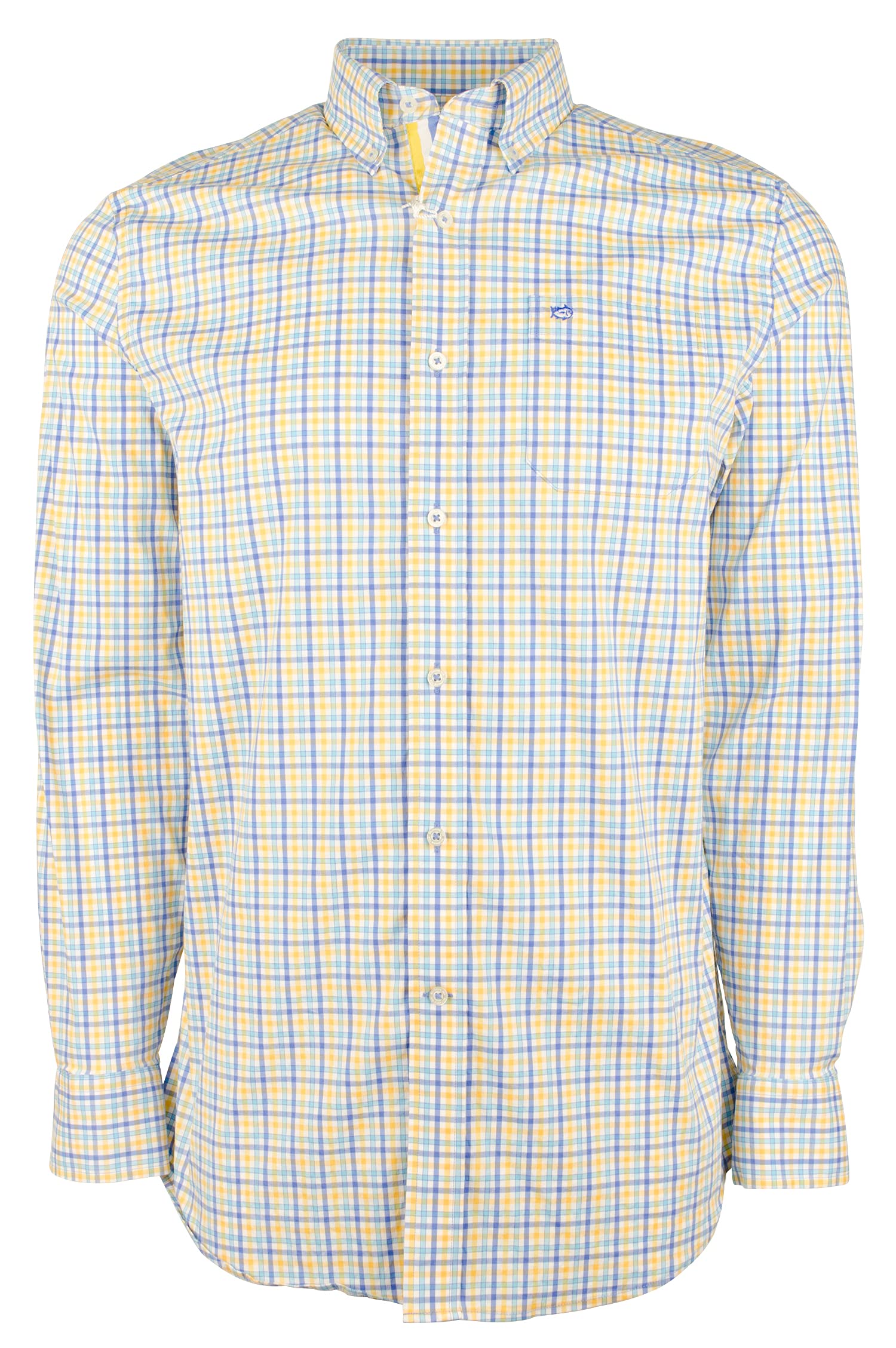 Southern Tide Men's Inshore Triple Gingham Long Sleeve Shirt - GG Pattern - Medium Size | Casual Button-Up Shirt for Fishing, Boating & Outdoor Activities