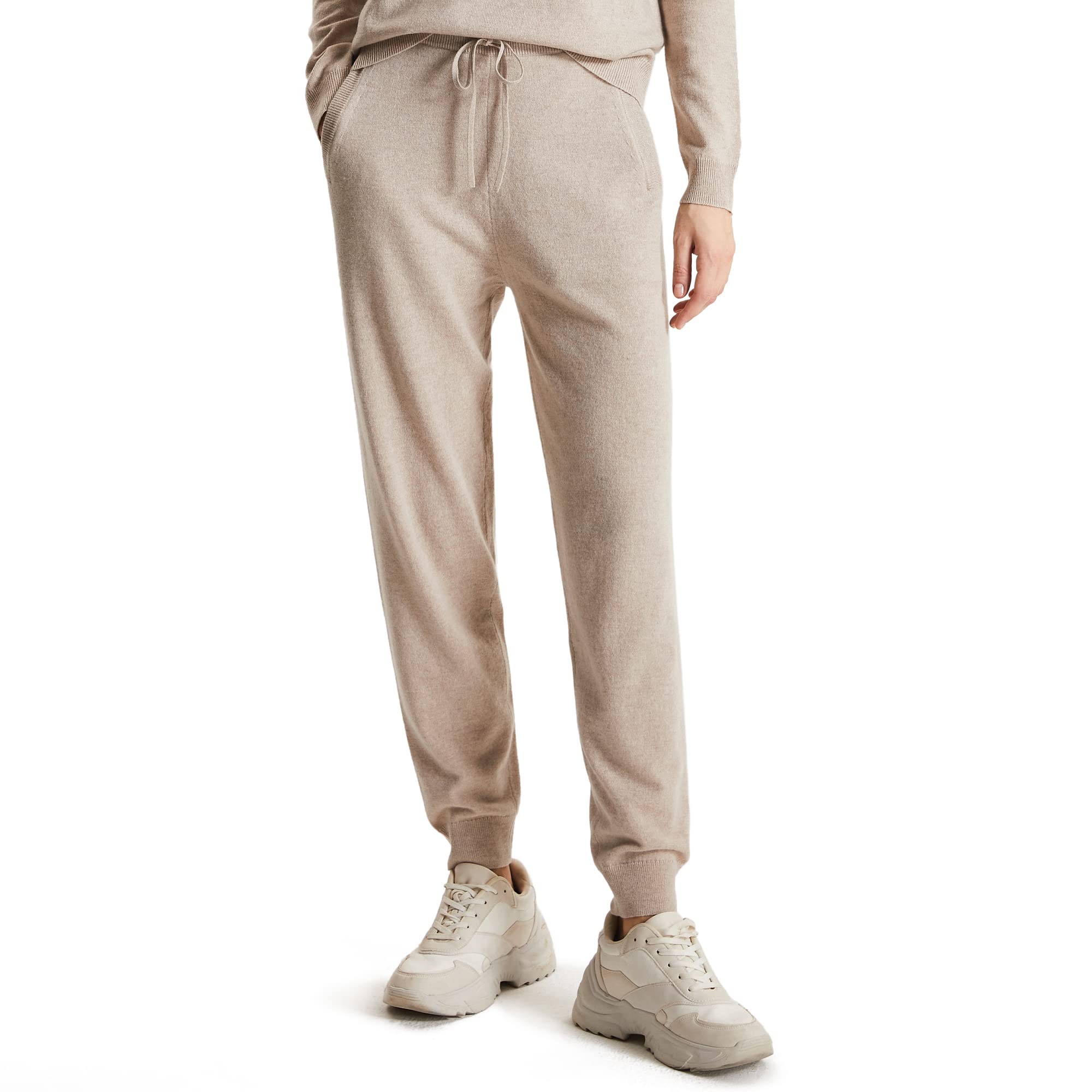 GreenMount Women's Cashmere Sweatpants - High Waisted Loose Fit Joggers with Pockets | Soft & Warm Fleece Lined Lounge Pants for Home, Fall & Winter | Keep 37.5° Temperature Regulation | Perfect for Yoga, Lounging & Running Errands