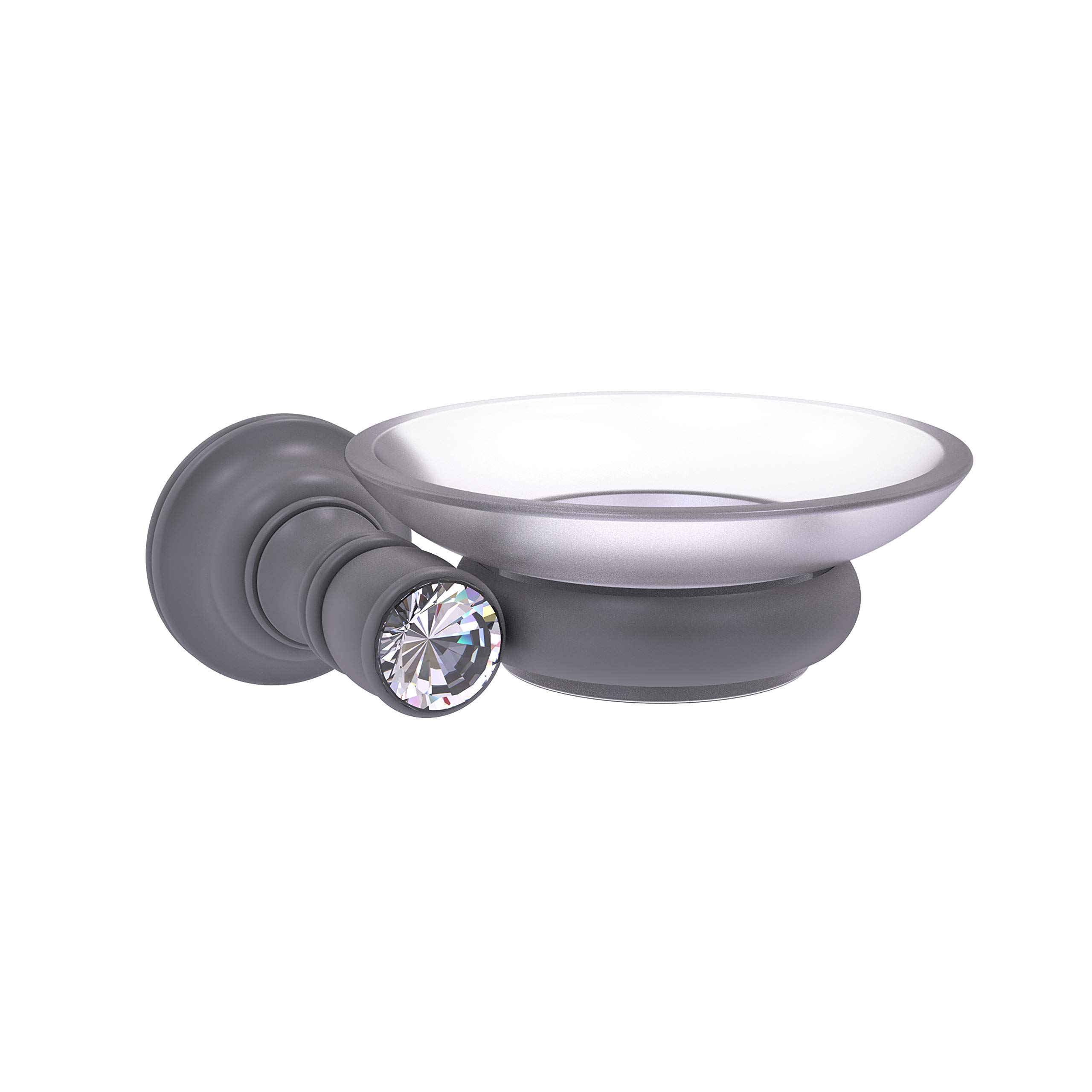 Allied Brass CC-62 Carolina Crystal Collection Wall Mounted Soap Dish in Matte Gray - Bathroom & Shower Organizer for Modern Homes