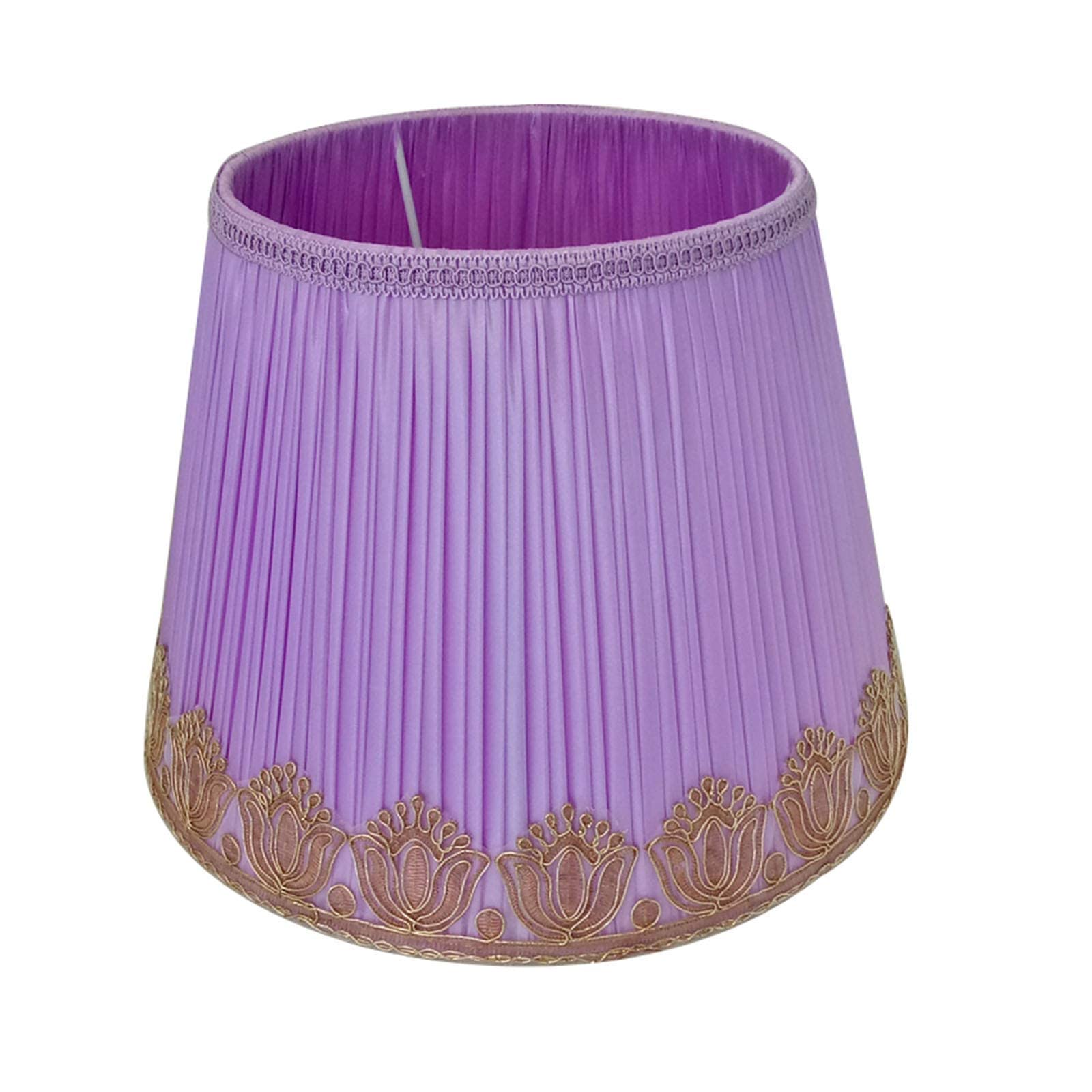 WJPshop Handmade Pleated Chiffon Lampshade - 30Cm Purple Embroidered Table & Floor Lamp Shade for Living Room, Bedroom, Dining Room - Elegant Home Decor Lighting Accessory