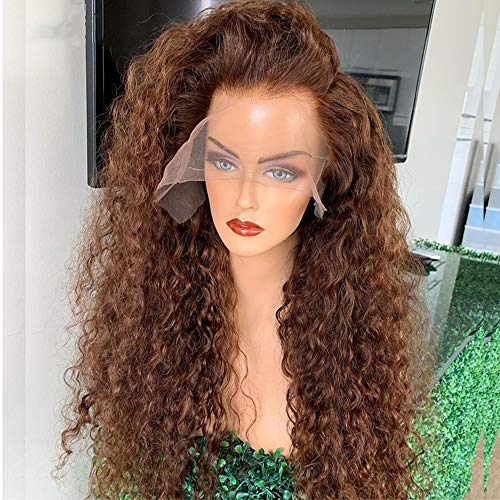 Brazilian Remy Human Hair Wigs for Black Women - 180 Density Pre Plucked Lace Front Wig, Water Curly Ten Chopsticks Style, Natural Brown Color | Perfect for Daily Wear, Cosplay & Special Occasions