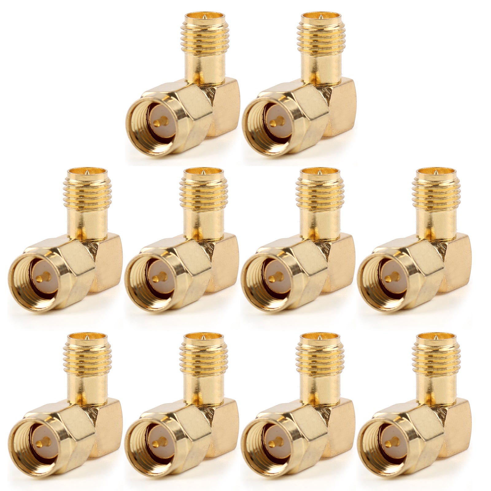 10Pcs 90 Degree RP-SMA Female to SMA Male Right Angle Adapter Connector - Perfect for WiFi Antennas, Routers, and Radio Equipment