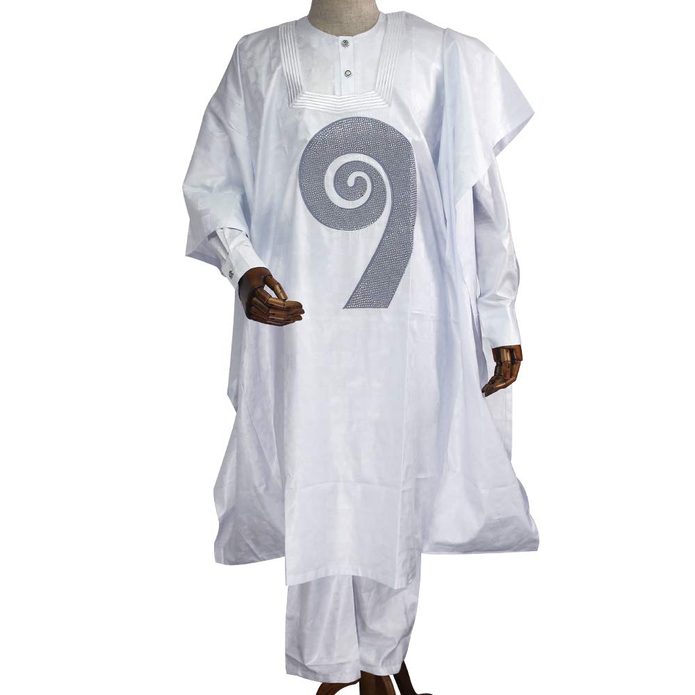 Premium HD Traditional African Clothing for Men - Nigerian Agbada Embroidery Bazin Riche Boubou Dashiki Outfit | Perfect for Weddings, Cultural Events & Special Occasions