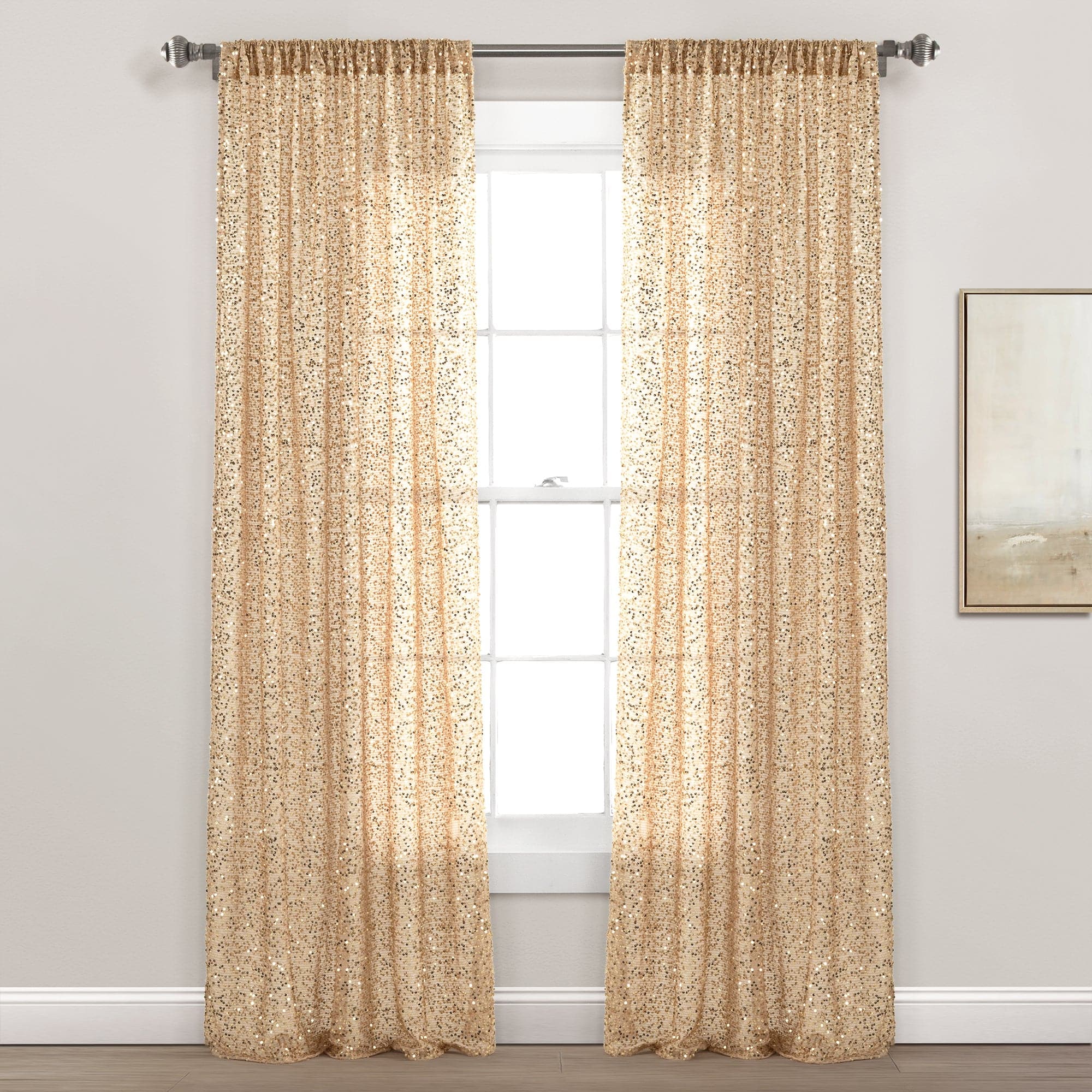 Elegant Ballgown Glam Sparkle Sequins Window Curtain Panel - Luxury Bedroom & Living Room Drapes for Wedding, Party, and Home Decor