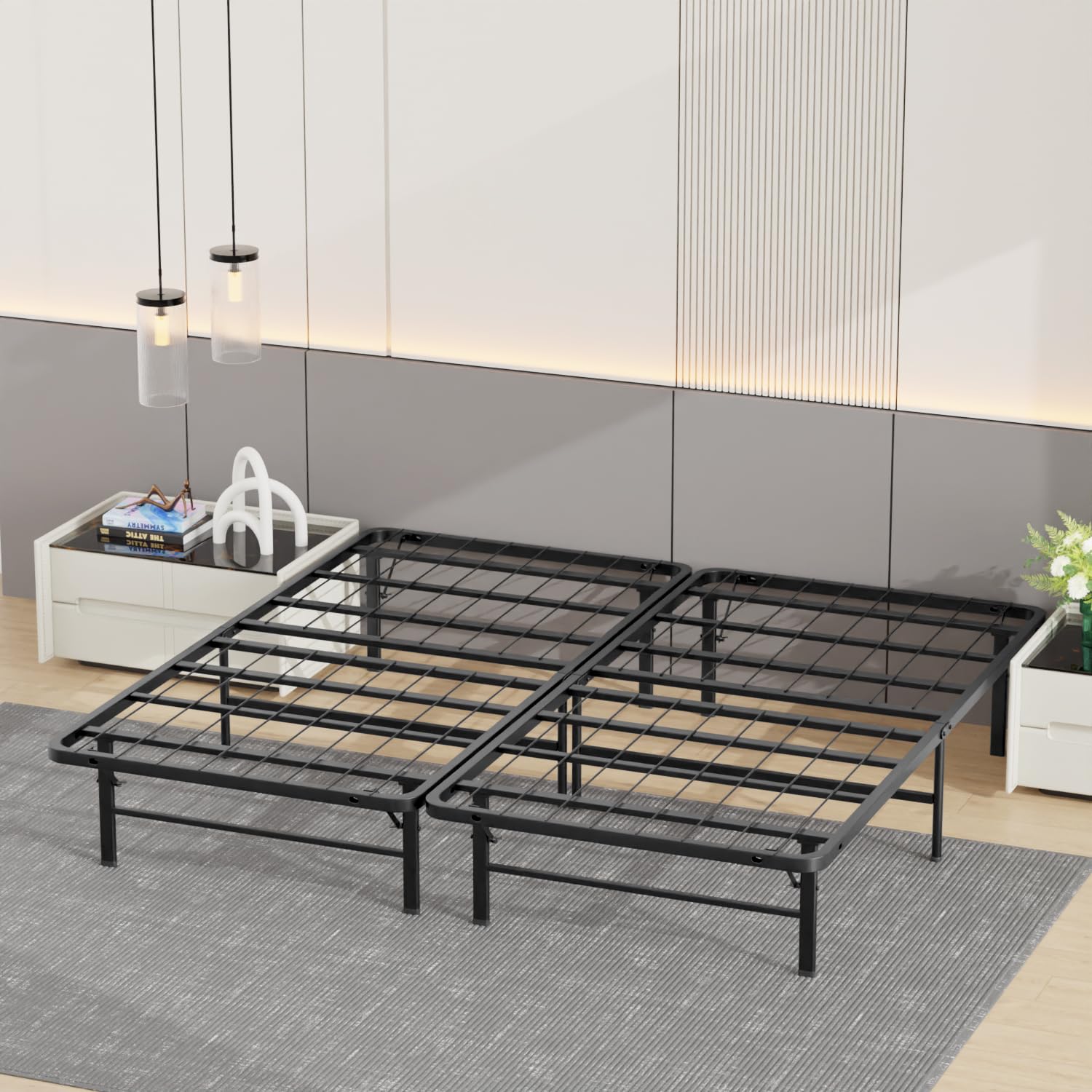 Sturdy Metal Platform Bed Frame - Heavy Duty Steel Slat Mattress Foundation, Box Spring Replacement for Twin/Full/Queen/King Size - Easy Assembly & Noise-Free (Black) | Perfect for Modern Bedrooms, Guest Rooms & Dormitories
