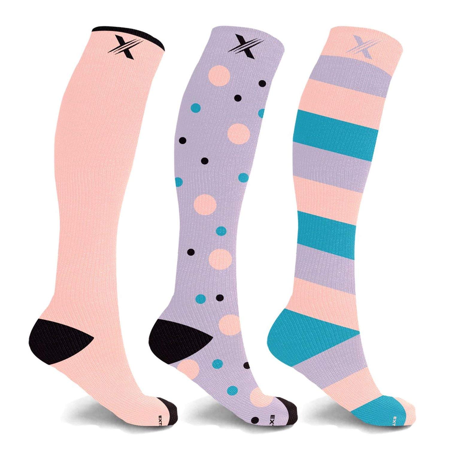 Best Compression Socks for Running & Travel - Knee High Athletic Socks (3-Pack) - Improve Circulation & Reduce Swelling for Sports, Flying & Daily Wear