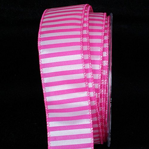 Sassy Pink and White Striped Capri Decorative Wired Craft Ribbon - 1.5 Inch x 54 Yards Bulk Roll for Gift Wrapping, DIY Projects, Party Decorations, Scrapbooking and Floral Arrangements