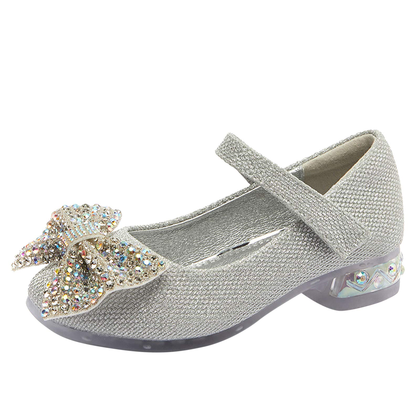 Crystal Princess Sandals for Girls - Elegant Bow Mary Jane Dress Shoes with Low Heels for Ballet & Dress Up | Perfect for Weddings, Parties & Special Occasions