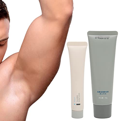 Painless Hair Removal Cream for Men - Sensitive Skin Depilatory for Coarse Body Hair, Armpit & Leg Hair Inhibitor - Gentle Whole Body Use for Smooth Skin at Home or Salon
