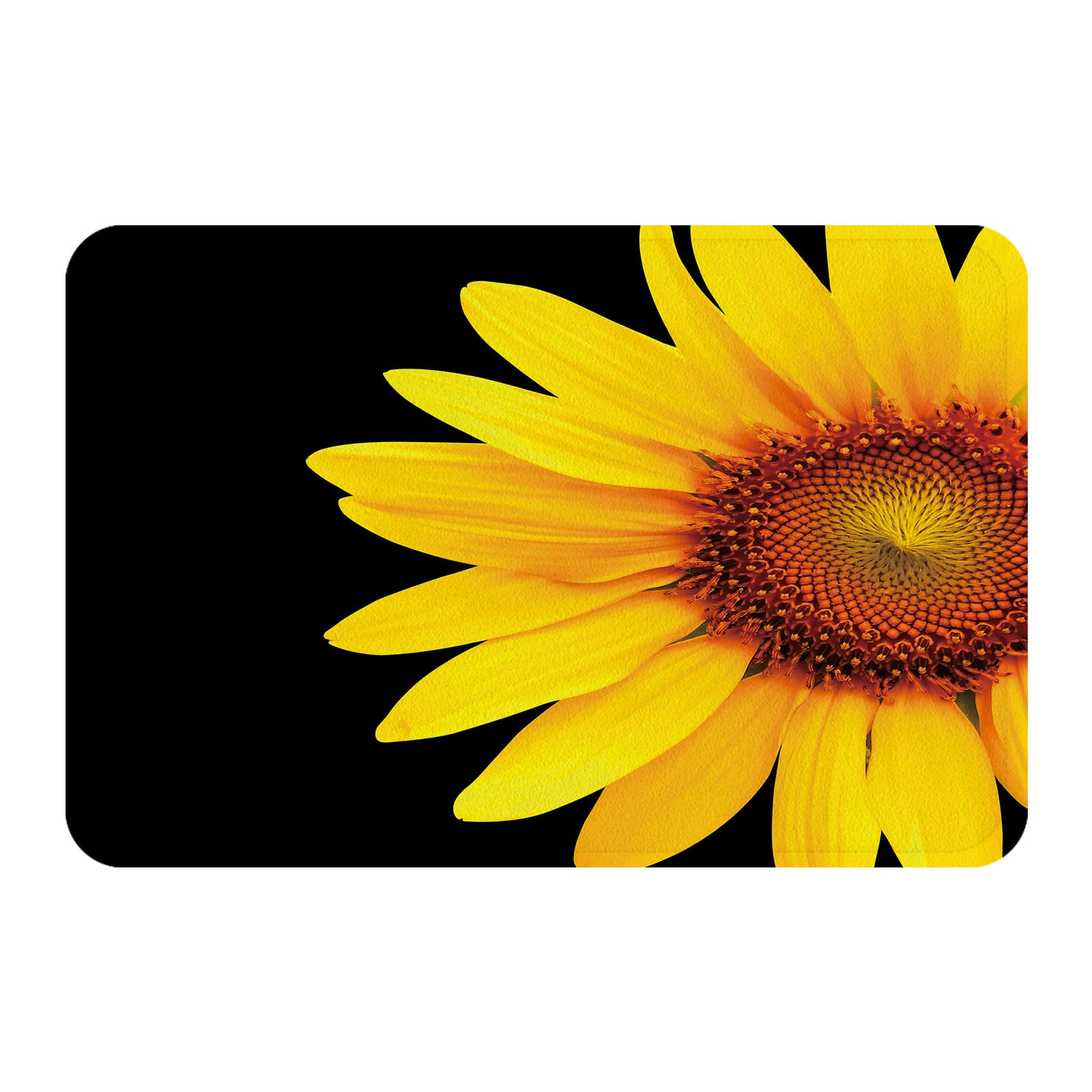 Sunflower Bath Rug - Black & Yellow Summer Flower Memory Foam Bath Mat - Super Absorbent Non-Slip Bathroom Floor Mat - 29.5