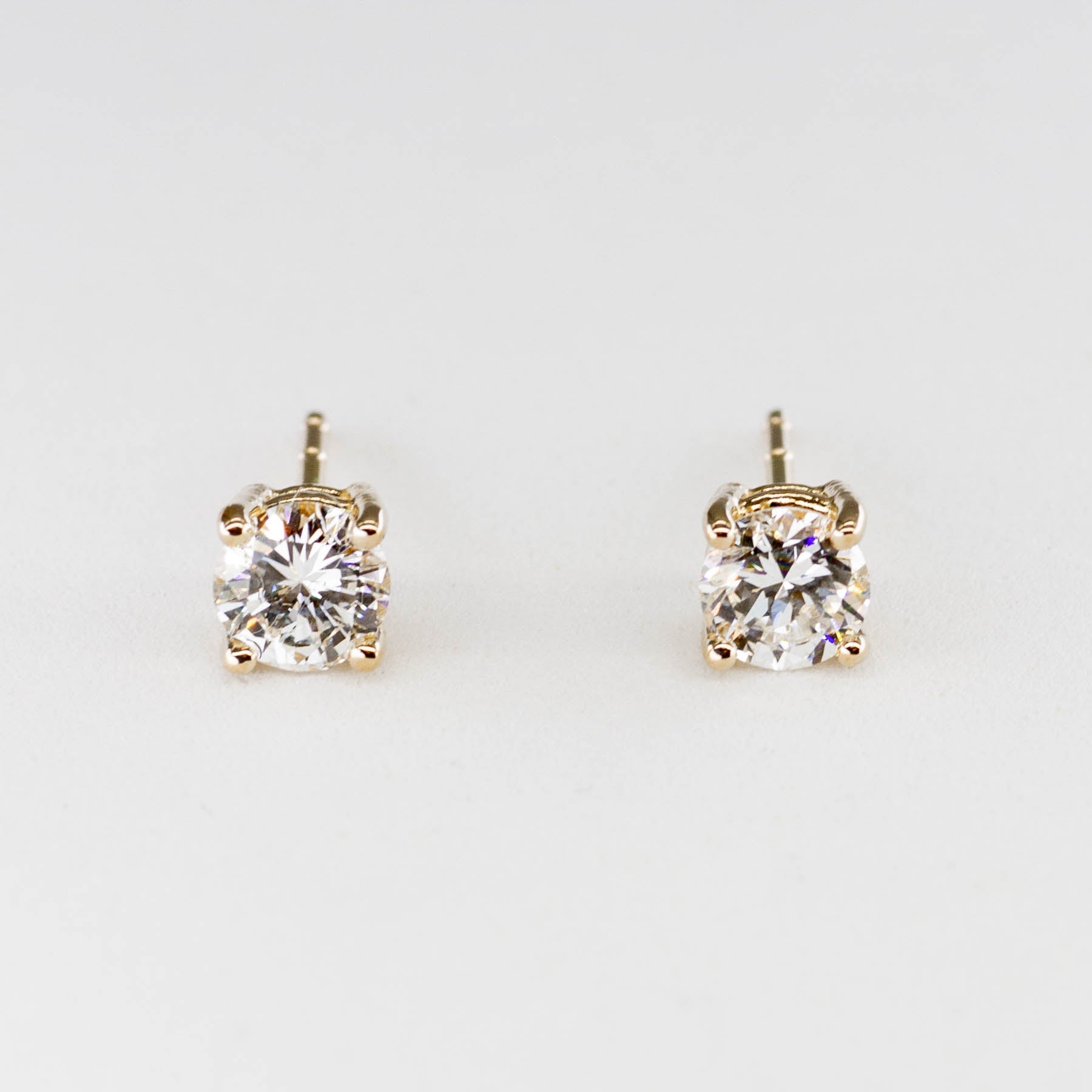 100 Ways Classic Solitaire Diamond Stud Earrings in Yellow Gold (0.57ctw - 0.61ctw) | Round Cut Diamond Earrings for Women | Perfect Gift for Anniversary, Birthday & Special Occasions