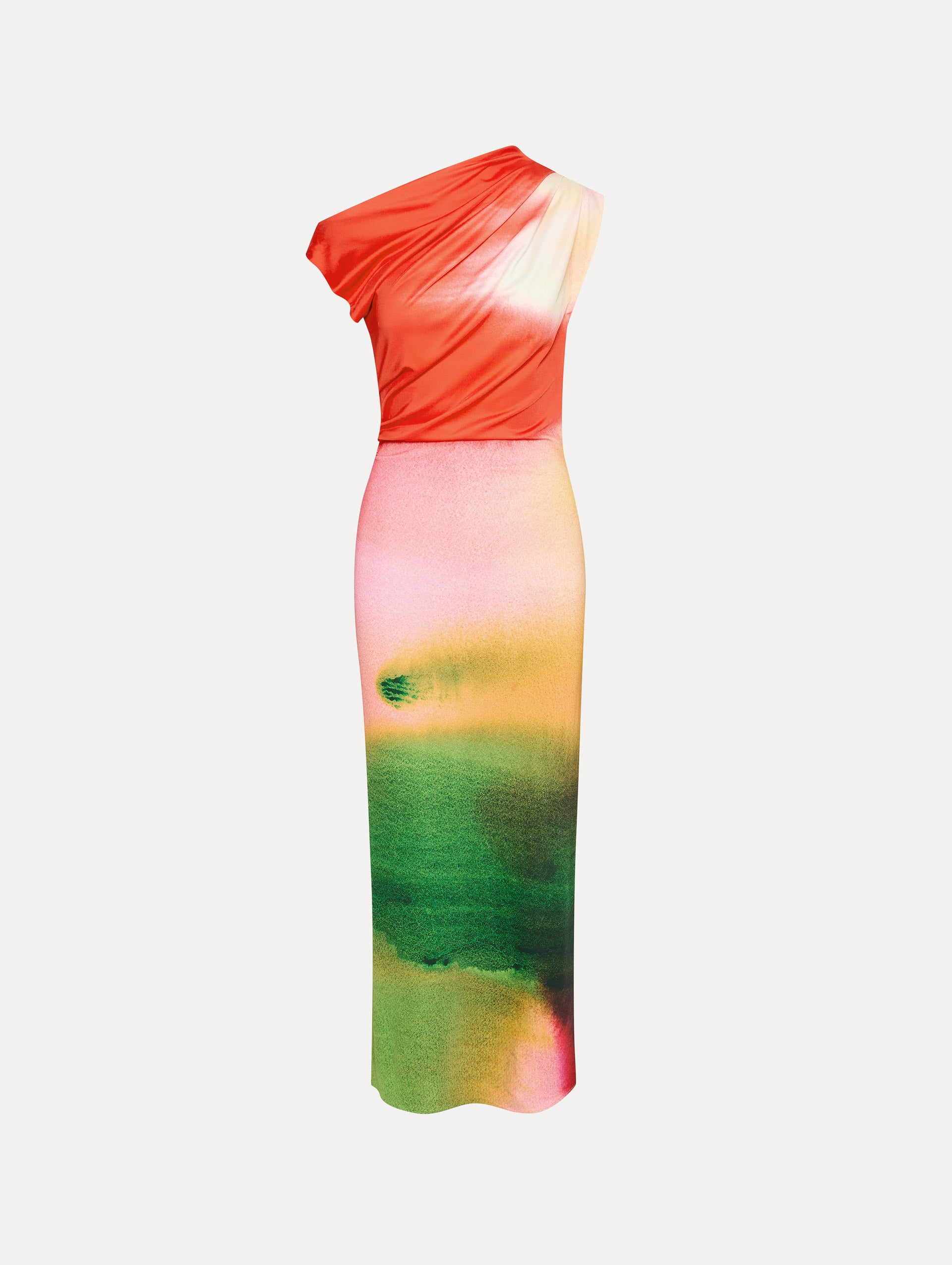 Abstract Watercolor Print Jersey Dress - Flowy Summer Maxi Dress for Women, Beach Cover Up, Vacation Outfit, Boho Chic Style