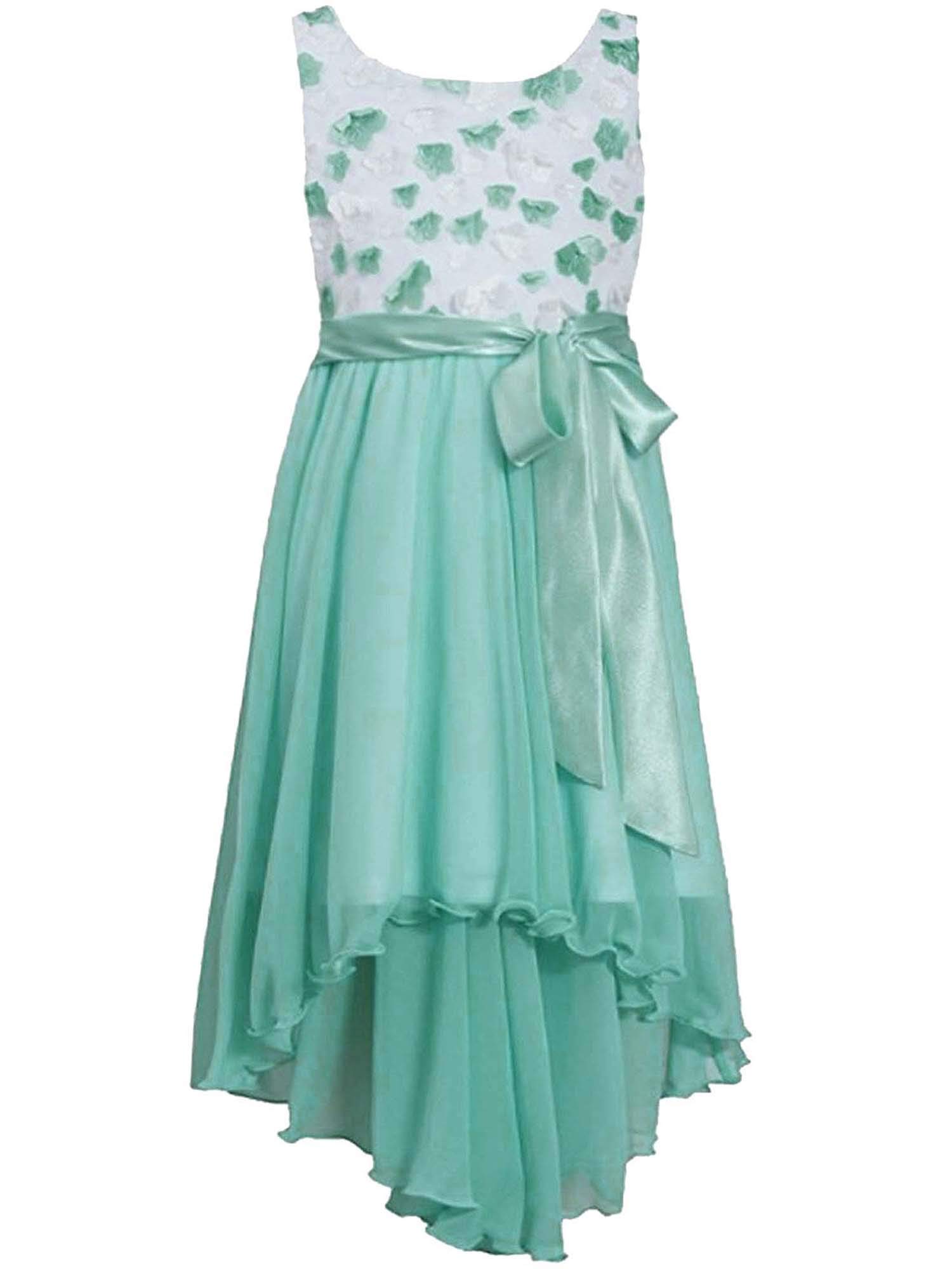 Bonnie Jean Girls' Sleeveless Printed Chiffon Hi-Low Party Dress for Weddings, Birthday & Special Occasions | Flowy Summer Dress for Kids & Toddlers