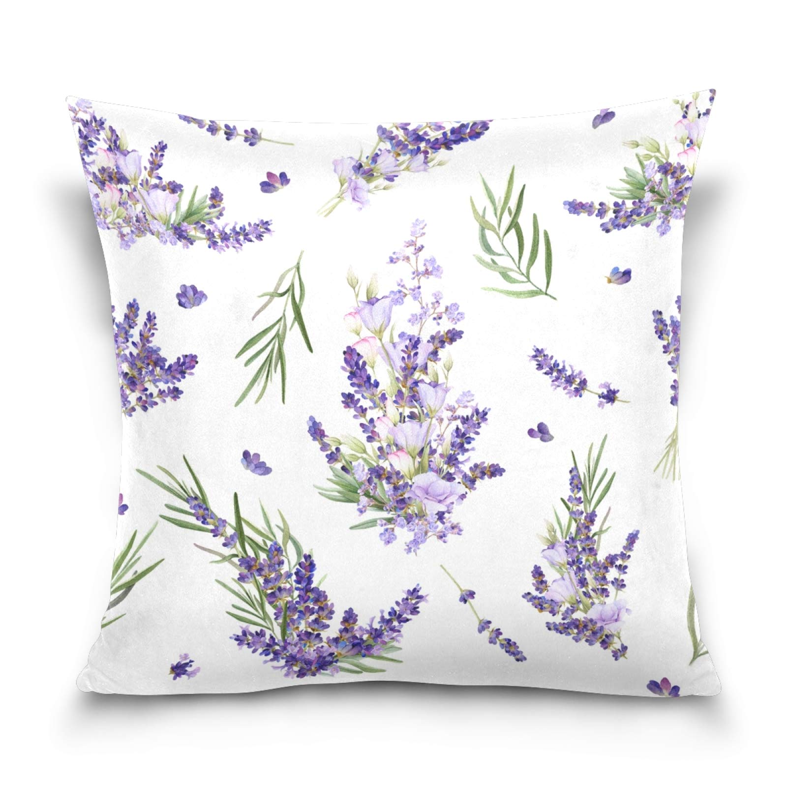 Blueangle Lavender Flower Pillow Covers 20x20 Inch - Decorative Square Throw Pillow Cases for Sofa, Couch & Home Decor - Farmhouse Style Accent Pillows for Living Room, Bedroom & Nursery