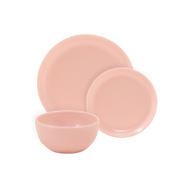 3-Piece Matte Pink Dinnerware Set - Elegant Tableware for Dining, Entertaining & Home Decor | Perfect for Everyday Meals, Parties & Gifts