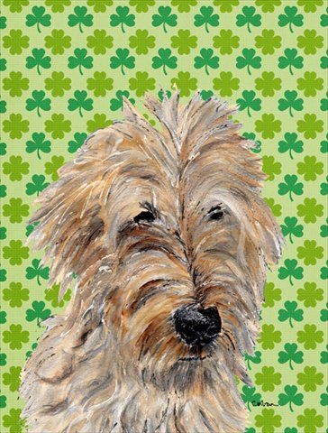 Golden Doodle Lucky Shamrock St. Patrick's Day Garden Flag - Irish Decor for Yard, Patio & Front Porch Celebration