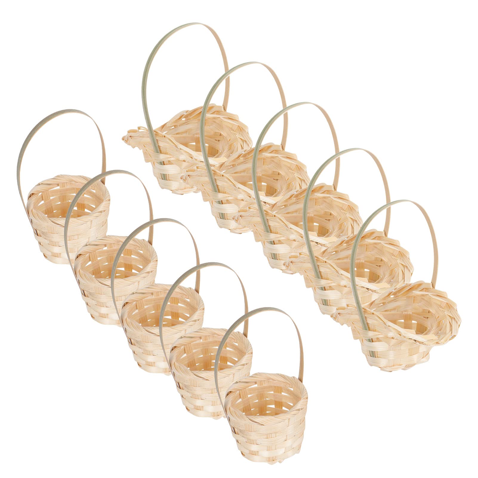 Cabilock 10pcs Small Woven Flower Baskets with Handles - Mini Handheld Basket for Party Favors, Vegetable Picking, Home Decor & Wedding Centerpieces | Portable & Stylish Storage Solution