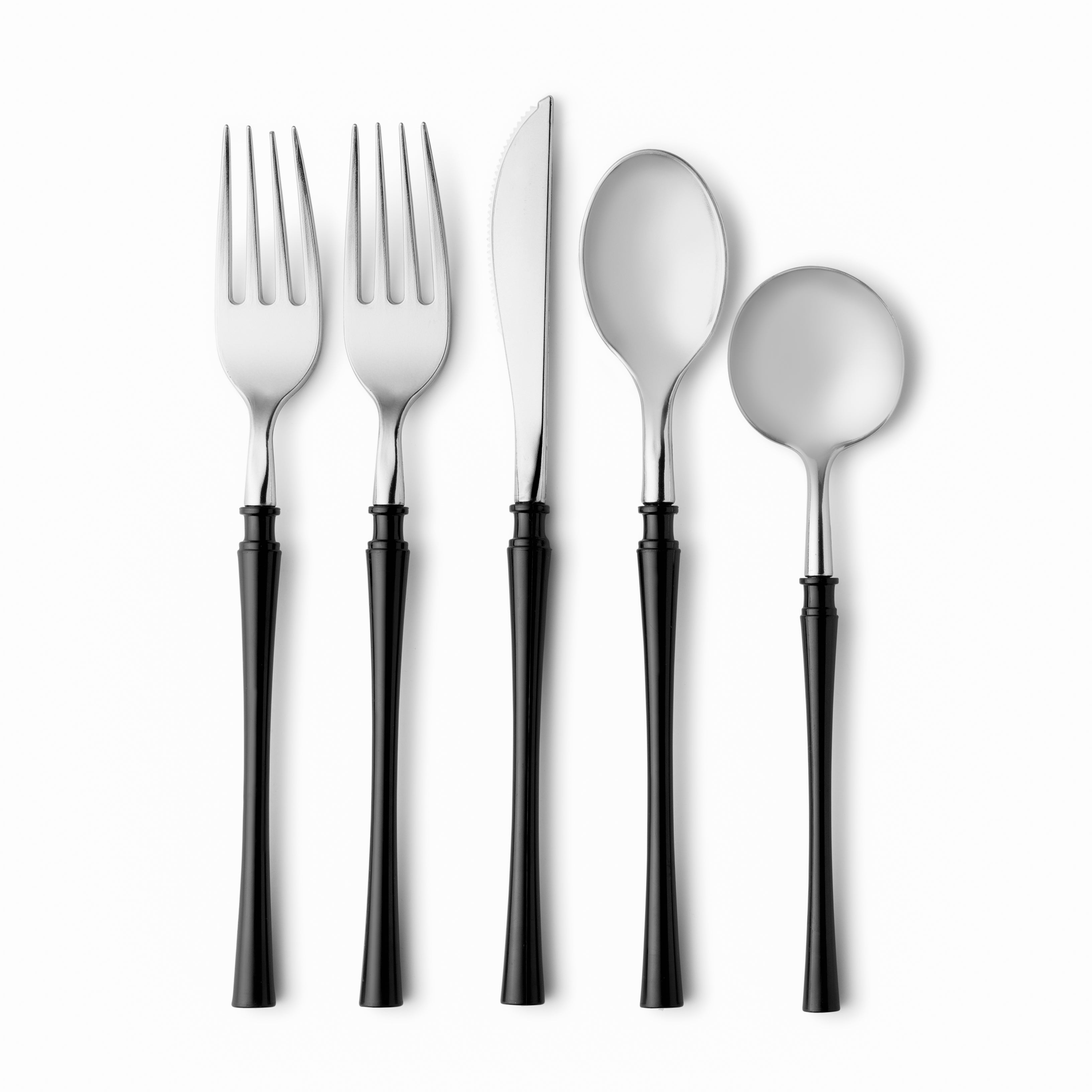 Premium 40-Piece Black and Silver Flatware Set - Service for 8 - Elegant Dinnerware for Formal Dining, Wedding Gifts & Holiday Entertaining