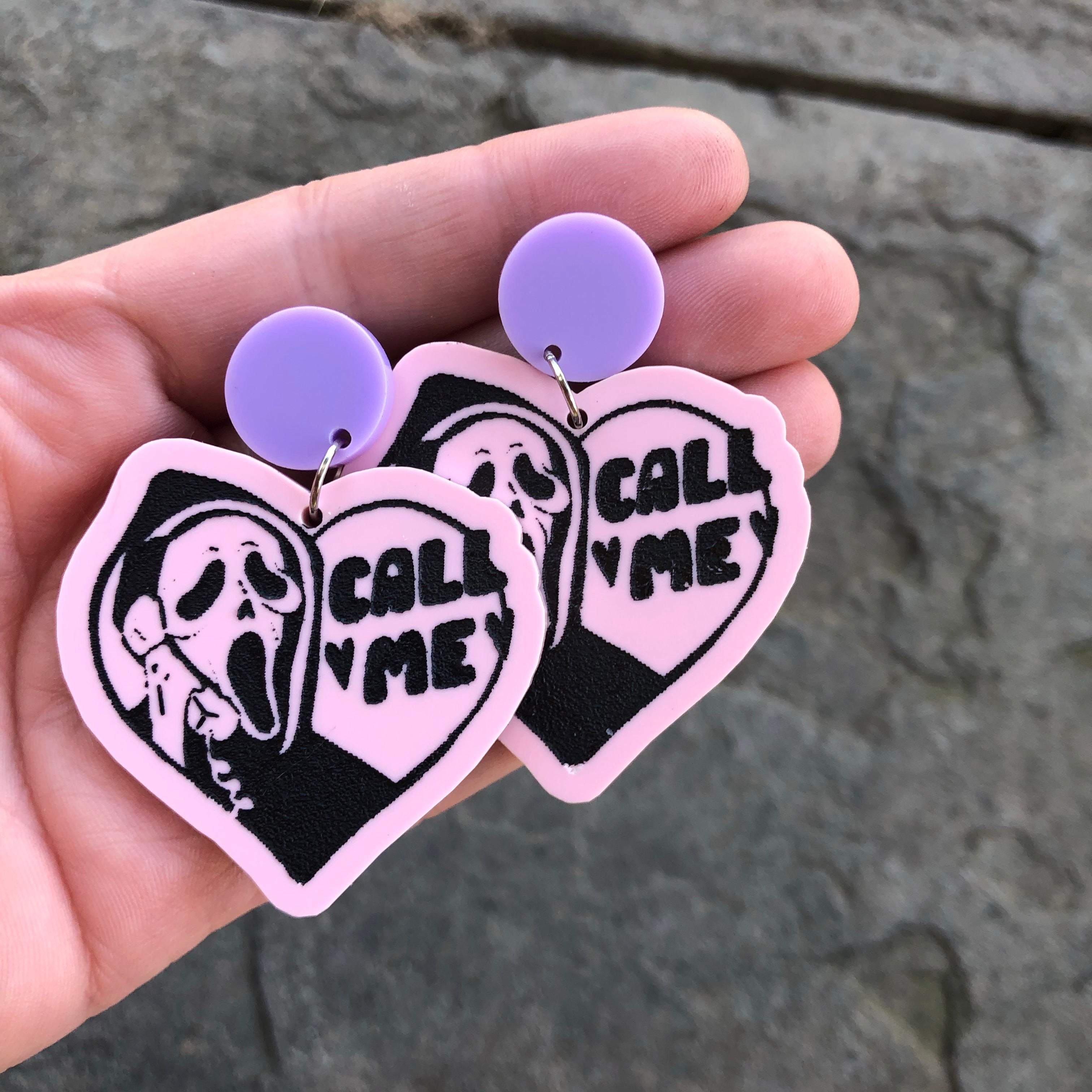 Ghostface Scream Horror Movie Dangle Earrings - Halloween Cosplay & Party Accessories for Women