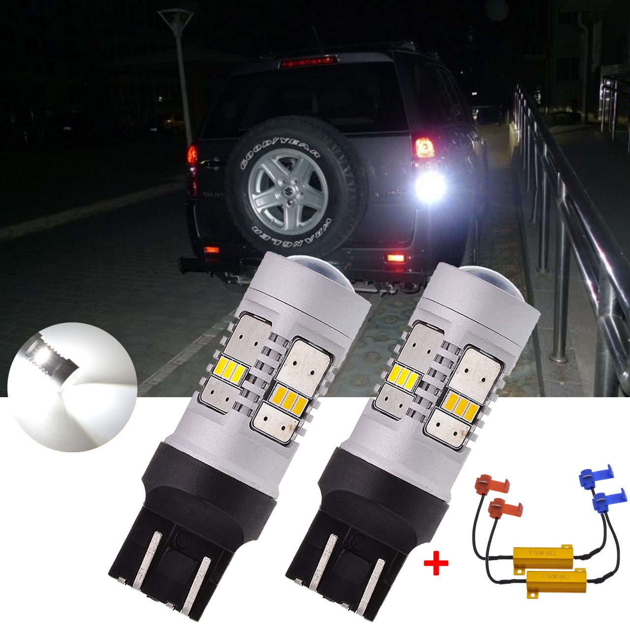 TUINCYN 992 7440 7441 7443 W21W LED Turn Signal Bulbs - CANBUS Error Free 14SMD 3020 Chip for Motorcycle & Car Tail/Reverse/Brake Lights - Pack of 2 - Perfect for Night Driving and Safety Signaling