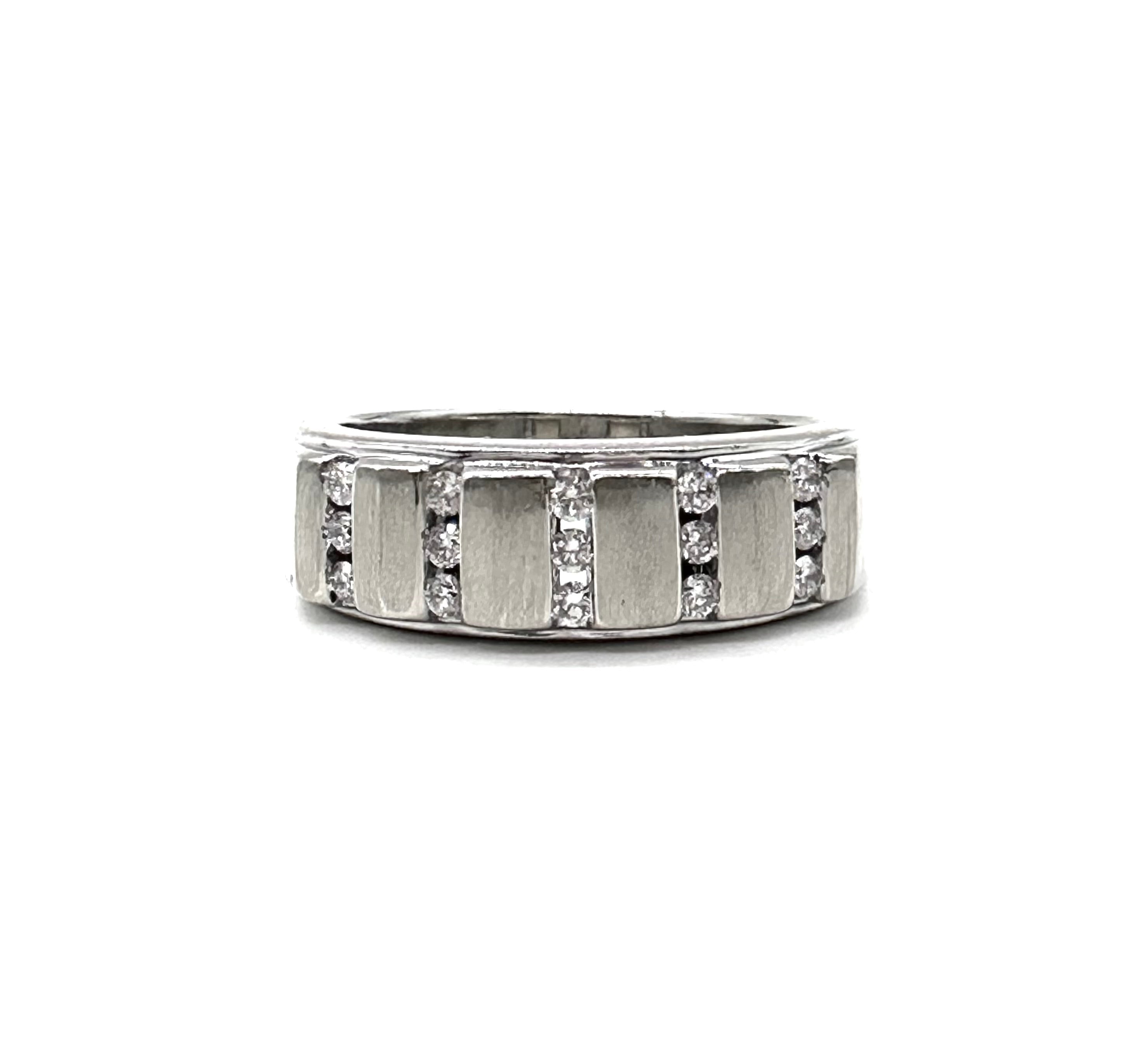 Men's Diamond Wedding Band Ring - 14K White Gold Classic Comfort Fit for Men - Perfect for Engagement, Anniversary & Special Occasions