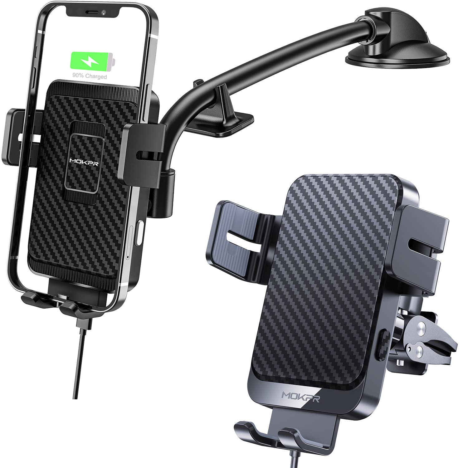 Fast Wireless Car Charger for iPhone & Android - Air Vent & Dashboard Mount Qi Charging Pad - Perfect for Commuting, Road Trips & Hands-Free Driving