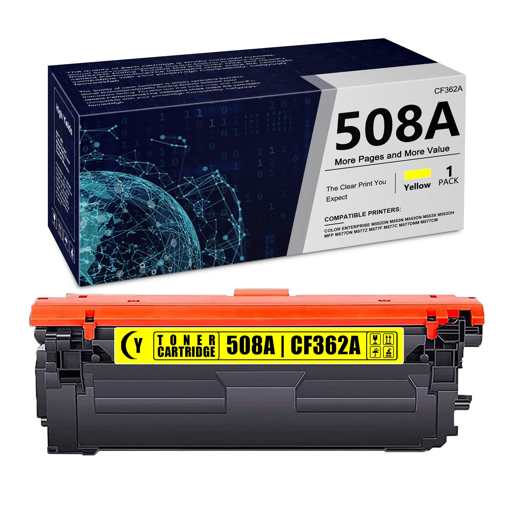 ZEOSEROE Yellow 1 Pack HP 508A CF362A Compatible Toner Cartridge - Replacement for HP Color Enterprise M552dn M553n M553dn M553x MFP M577 Series Printers | Ideal for Office Printing & High-Volume Documents