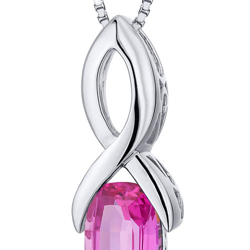 7 Carat Pink Sapphire Half Marquise Pendant in Sterling Silver - Perfect for Valentine's Day Gifts & Anniversary Jewelry