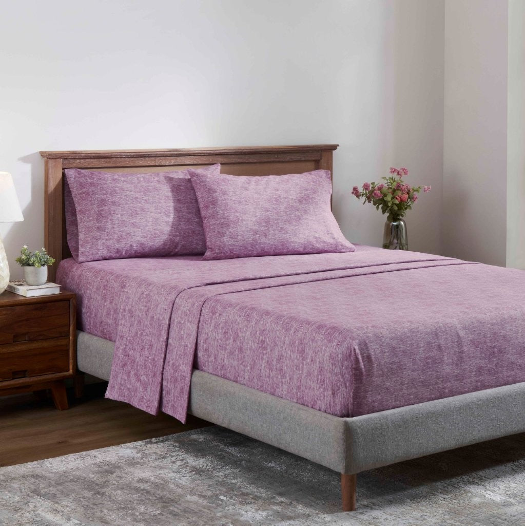 Premium Melange Flannel Cotton Two-Toned Brushed Deep Pocket Sheet Set - Ultra Soft & Cozy for Winter Nights, Perfect for Bedroom Comfort & Warmth
