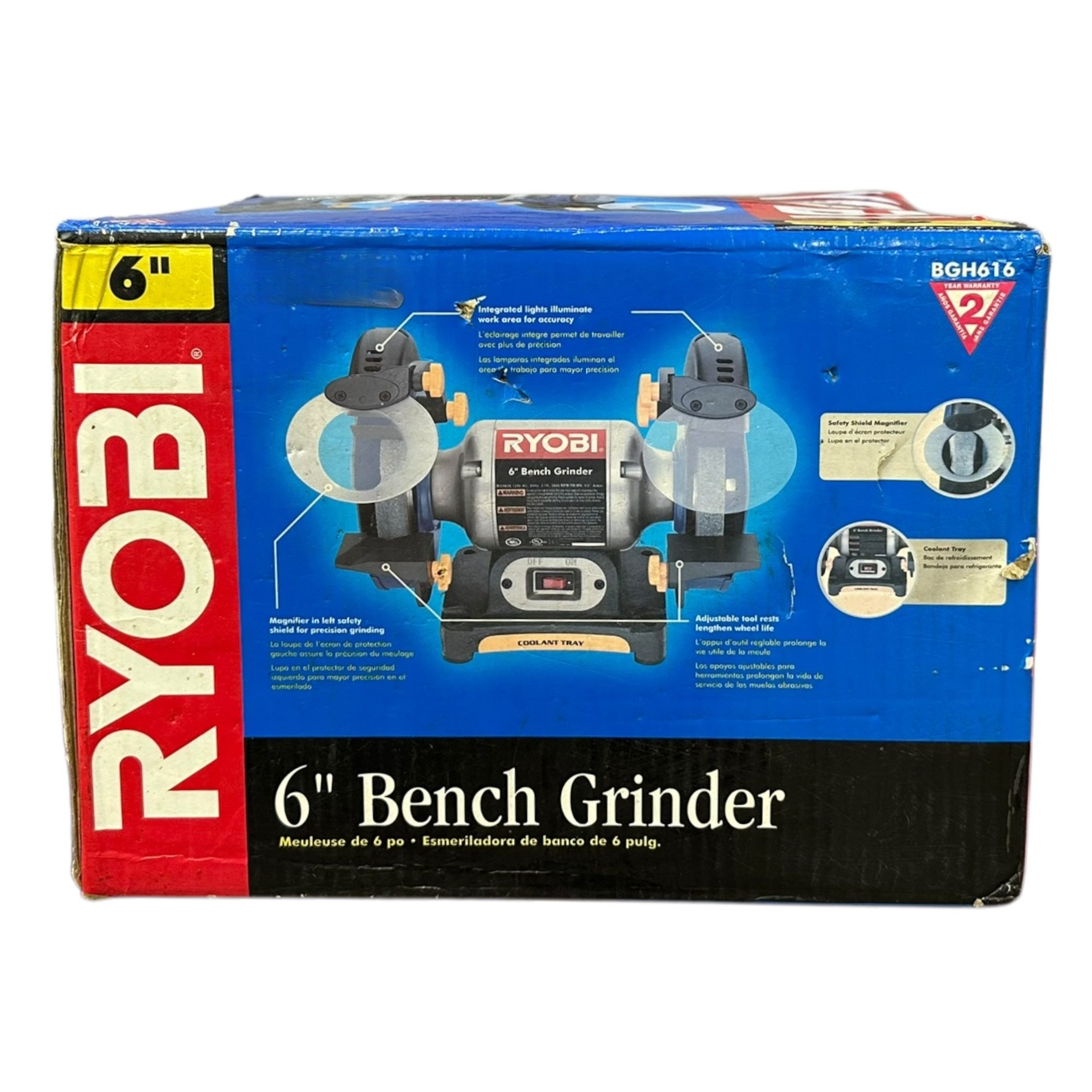 Ryobi BGH616 6-Inch Bench Grinder - Heavy Duty Power Tool for Sharpening, Polishing & Metalworking | Workshop & DIY Projects