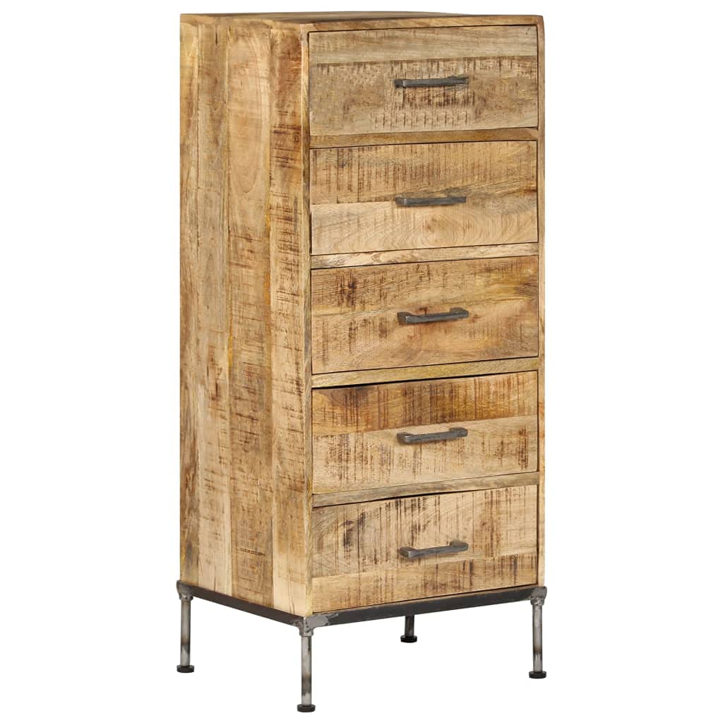 Vintage Wood Side Cabinet with 5 Drawers - Storage Console Table for Living Room, Bedroom & Hallway