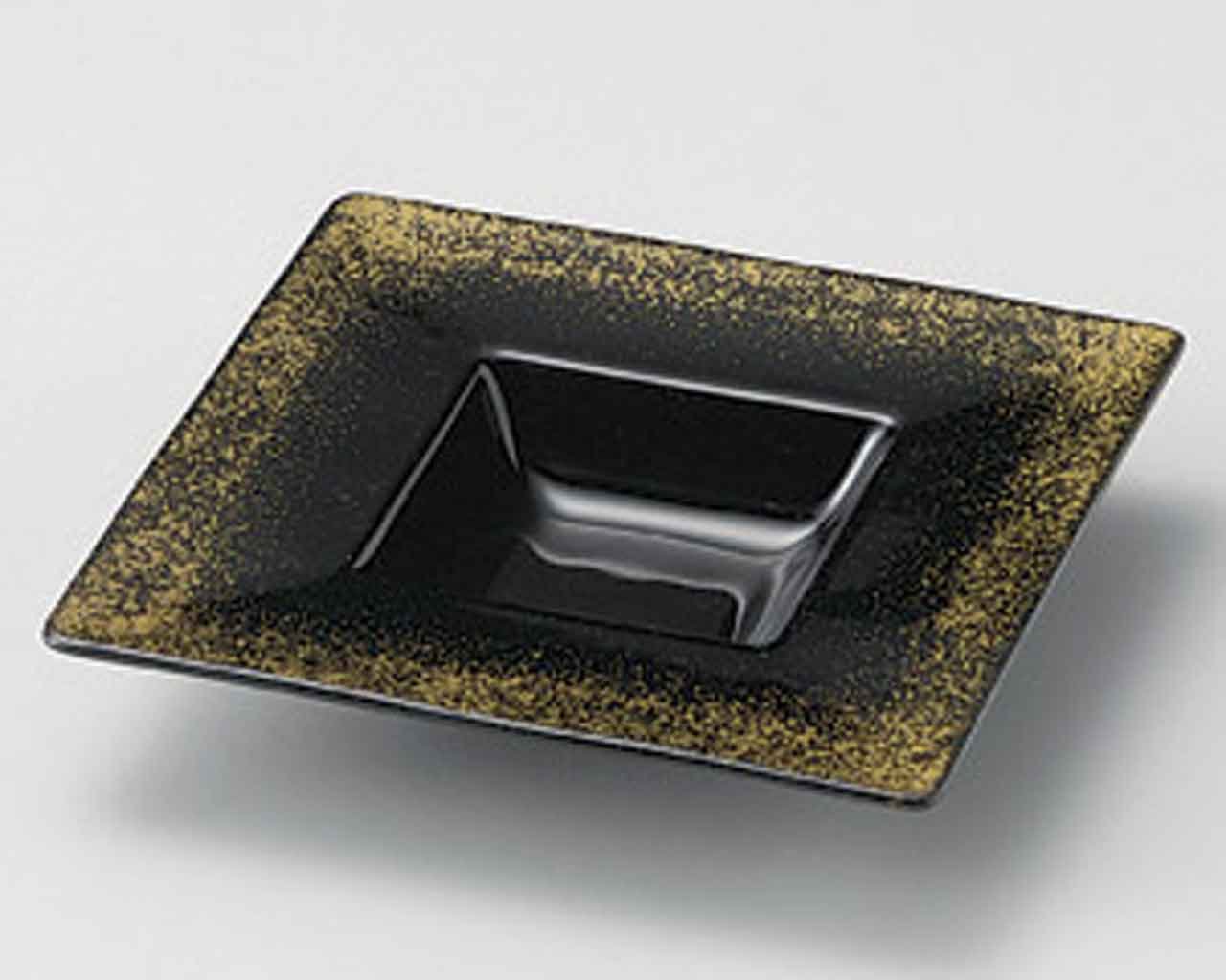 Premium Black Porcelain Plates Set of 5 - 6.6 Inch Japanese Dinner Plates for Everyday Use & Fine Dining - Gold Grace Collection