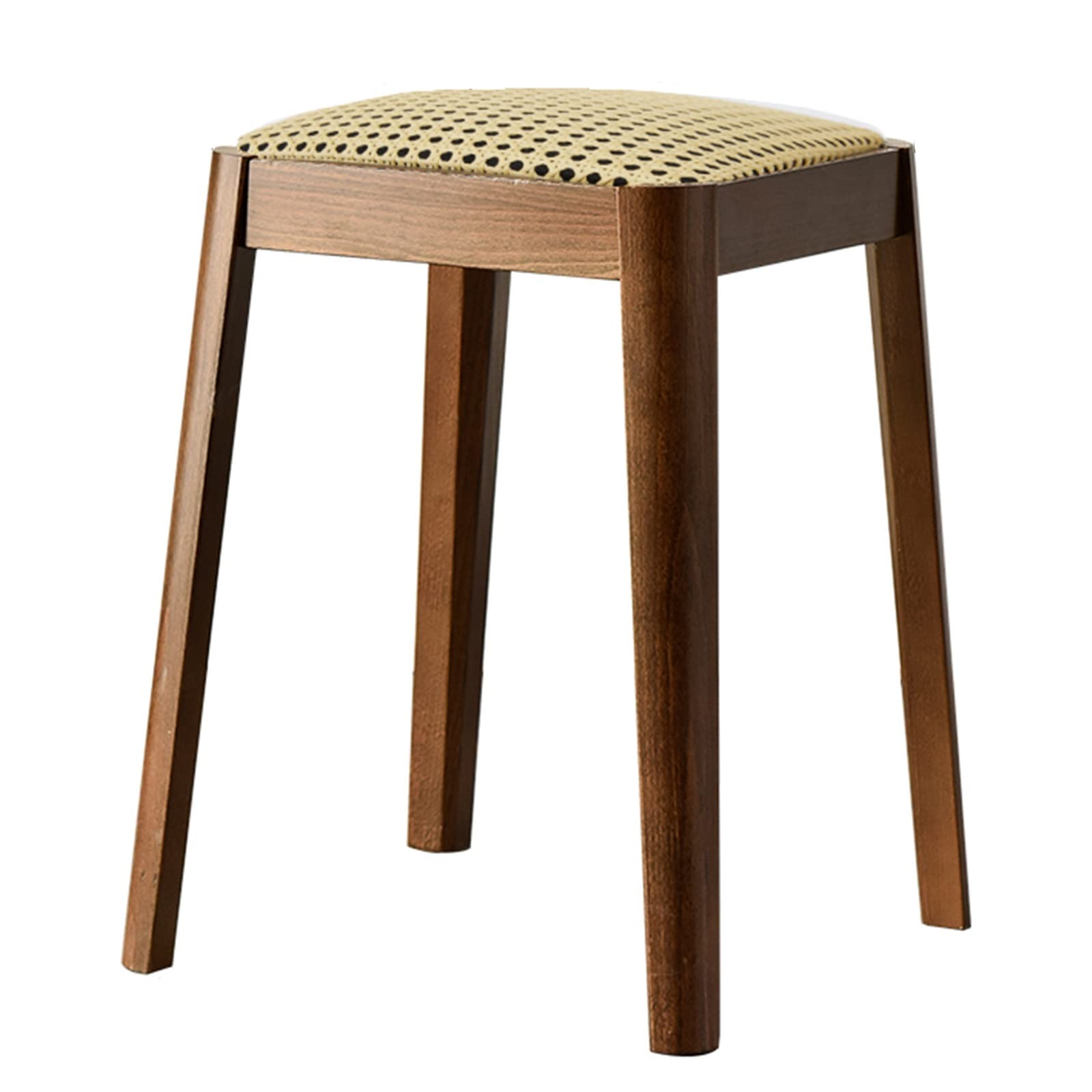 Solid Wood Stackable Stool - Walnut Finish, 30x30x46cm - Versatile Dining Room, Bedroom Makeup, Living Room & Reception Seating - Compact & Space-Saving Design for Home & Office Use