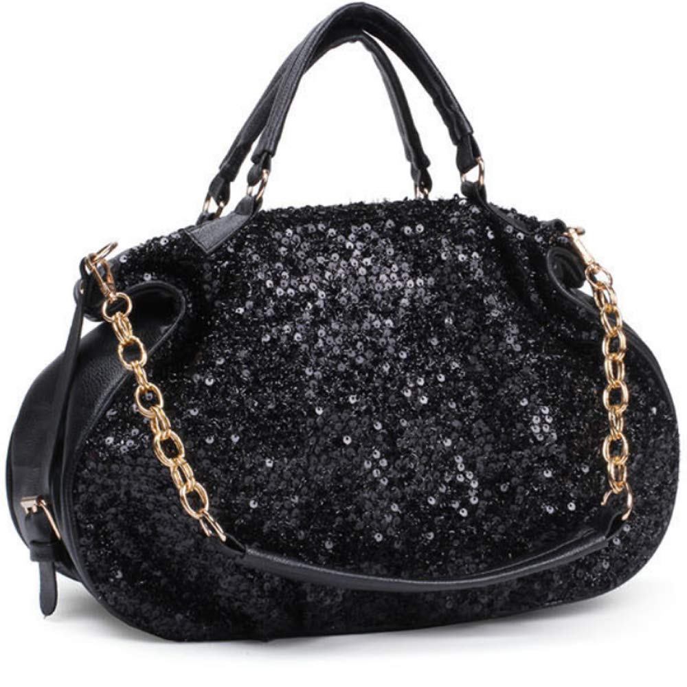 Stylish Women's Faux Leather Tote Bag with Sequins - Large Capacity Satchel Style Handbag with Top Handle - Perfect for Work, Travel & Shopping