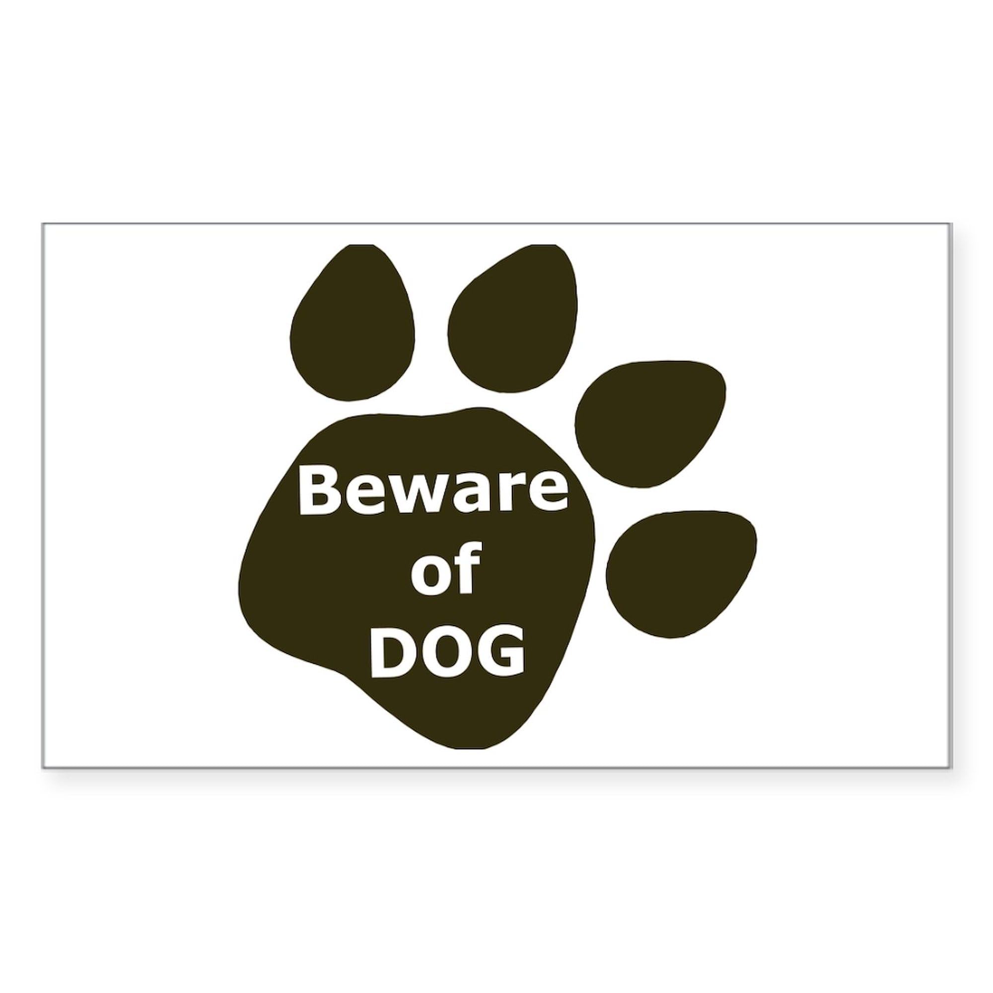 Beware of Dog Paw Rectangle Sticker - Durable Bumper Sticker & Car Decal for Vehicles, Laptops, Windows - Funny Warning Sign for Pet Owners
