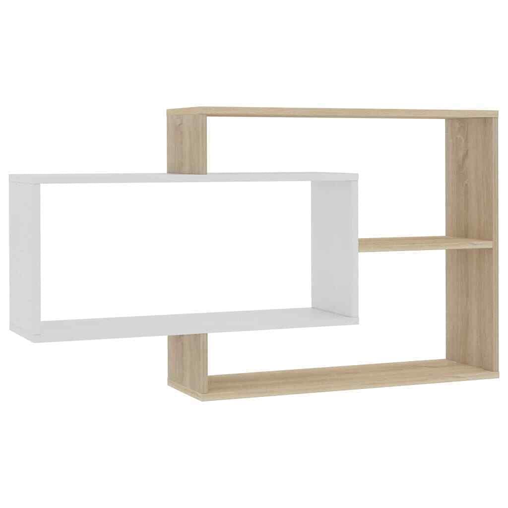 GXP White & Sonoma Oak Wall Shelves - Chipboard Hanging Display Storage for Living Room, Bedroom, Kitchen Organization