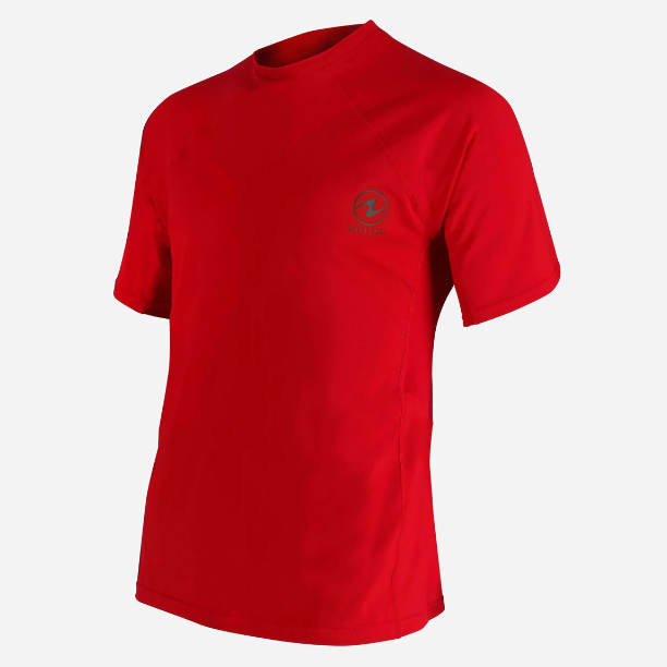 Aqua Lung XSCAPE Men's Short Sleeve Rash Guard Shirt - Red/Black Quick-Dry UV Protection Swim Shirt for Surfing, Swimming & Water Sports