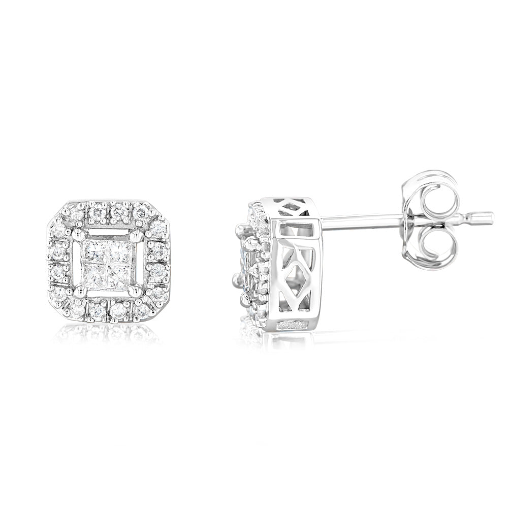 1/4 Carat Diamond Stud Earrings in 10K White Gold - Elegant Everyday Jewelry for Women, Perfect for Work, Date Night & Special Occasions