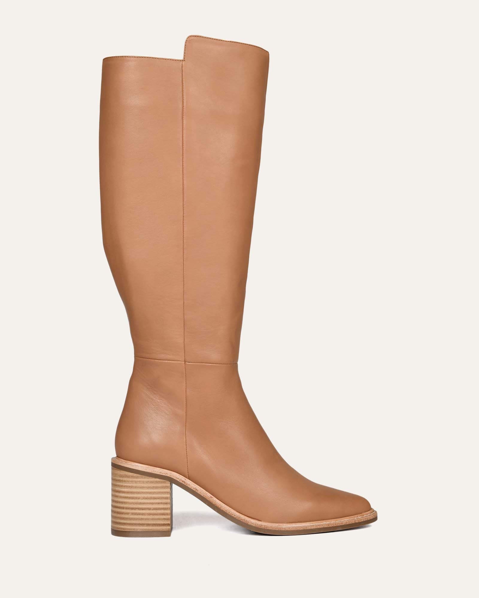 ANISSA Women's Knee High Boots in Beige Genuine Leather - Stylish Fall & Winter Fashion for Casual Outings and Office Wear