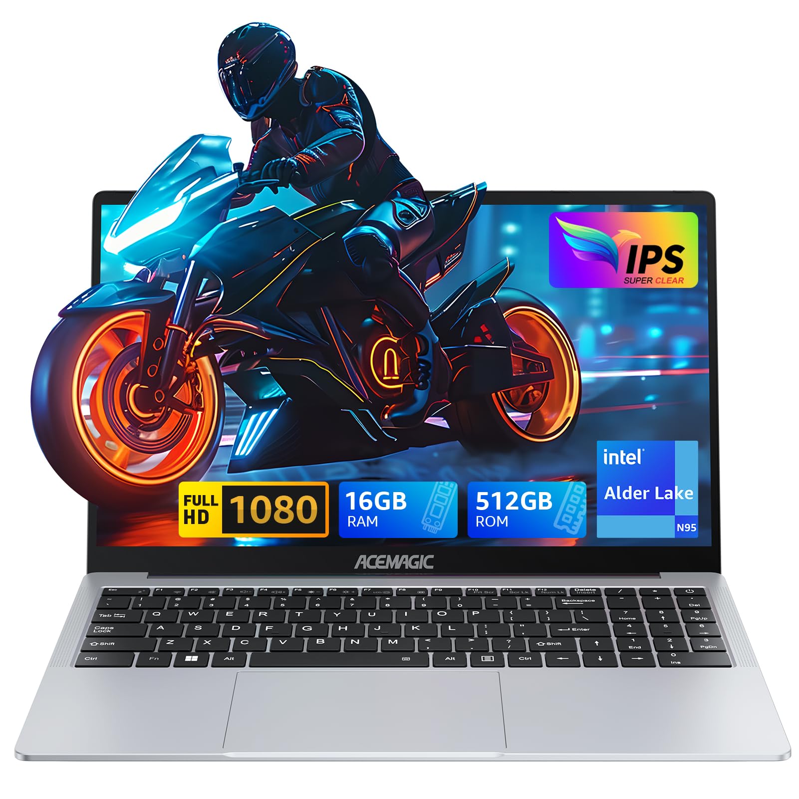 12th Gen Intel Alder Lake N95 Laptop (Up to 3.4GHz) - 16GB DDR4 RAM, 512GB SSD, Windows 11, 15.6
