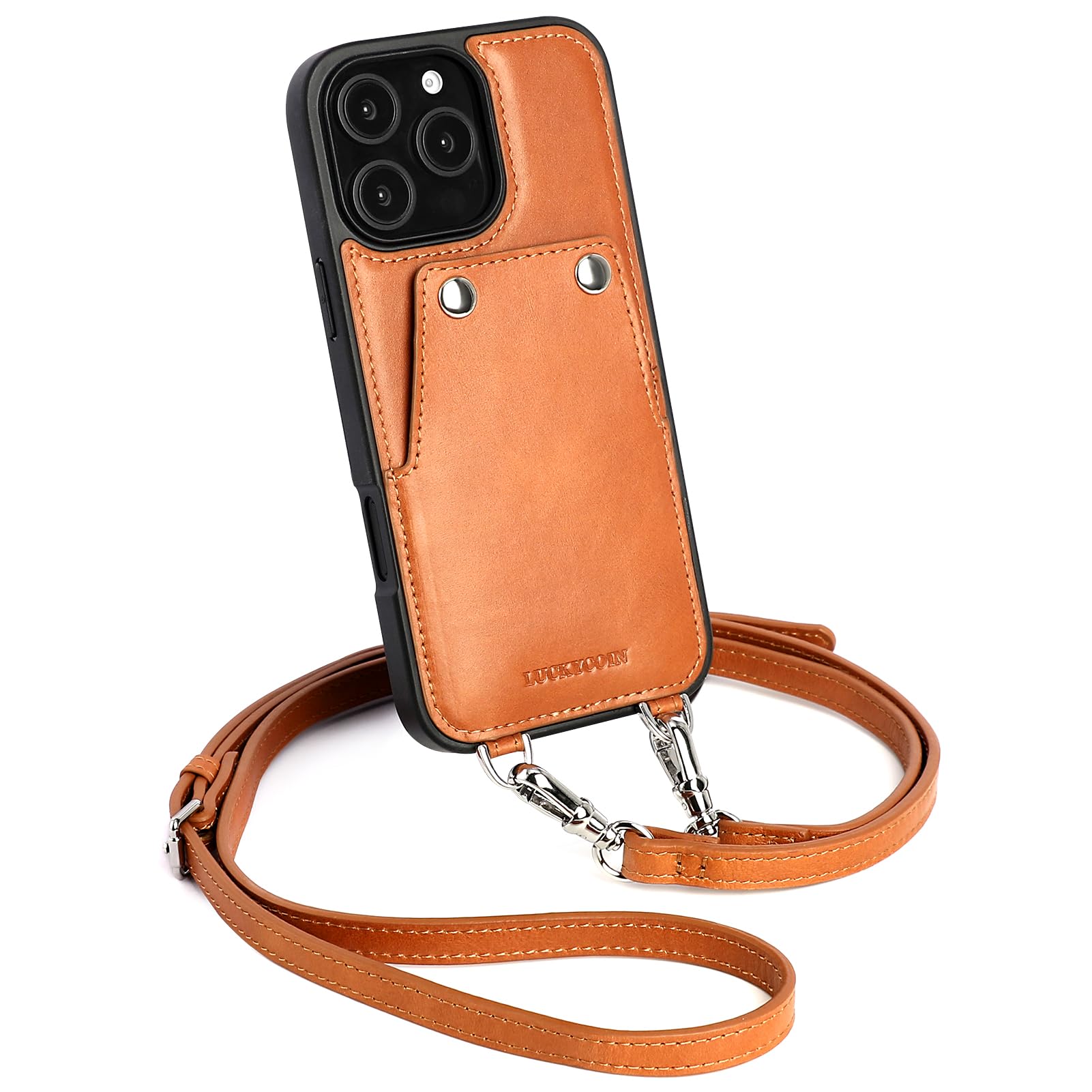 Leather Wallet Case for iPhone 16 Pro Max - Crossbody Lanyard & Card Holder for Women | Everyday Essentials