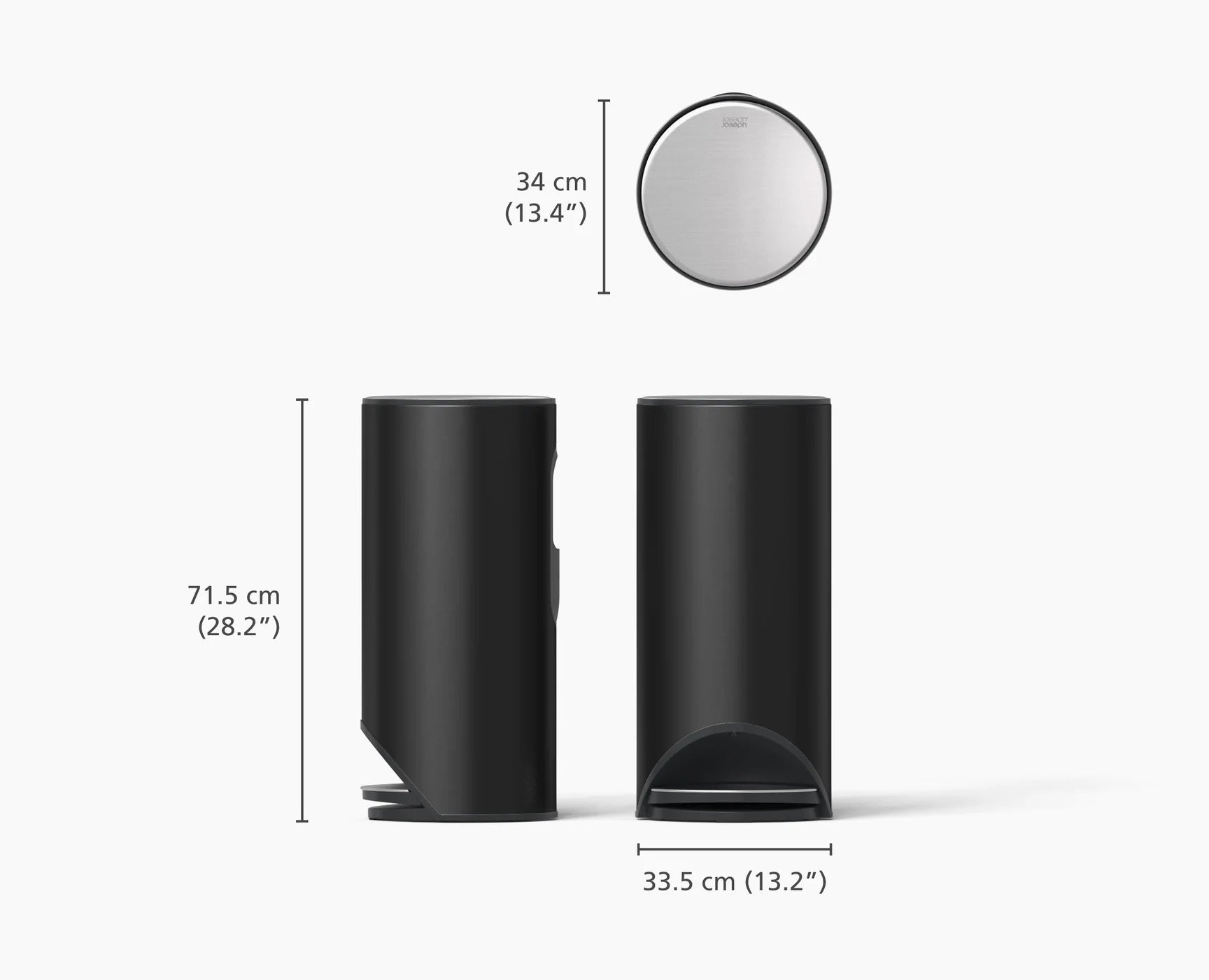 Arc™ 30L Easy Push Matt Black Pedal Bin - Touch-Free Trash Can for Kitchen, Bathroom & Office Waste Disposal
