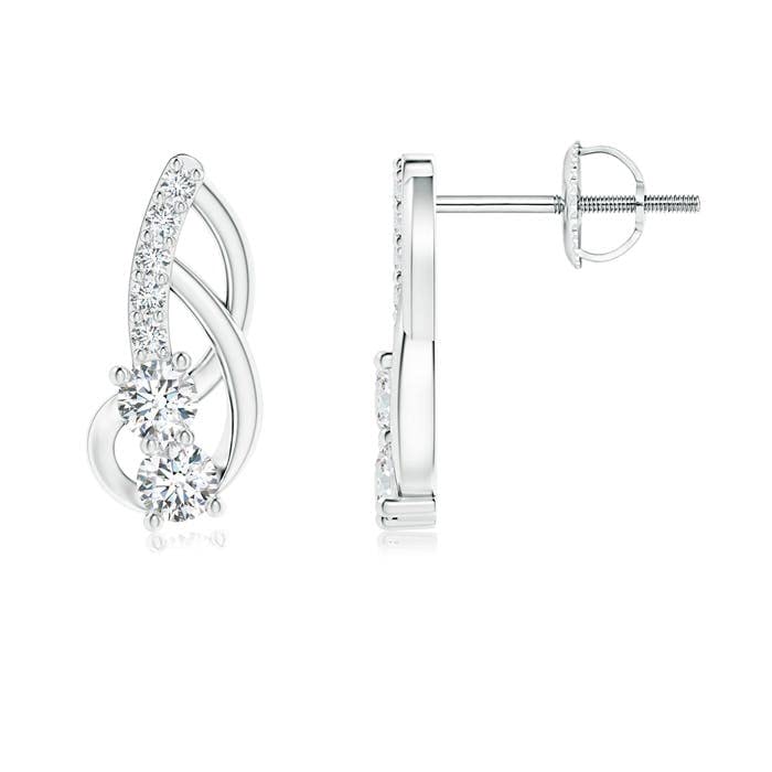 ANGARA 14K Solid Gold/Platinum Natural Diamond Two Stone Earrings for Women | April Birthstone Jewelry Gift for Her | Birthday, Wedding, Anniversary | Perfect for Everyday Wear & Special Occasions
