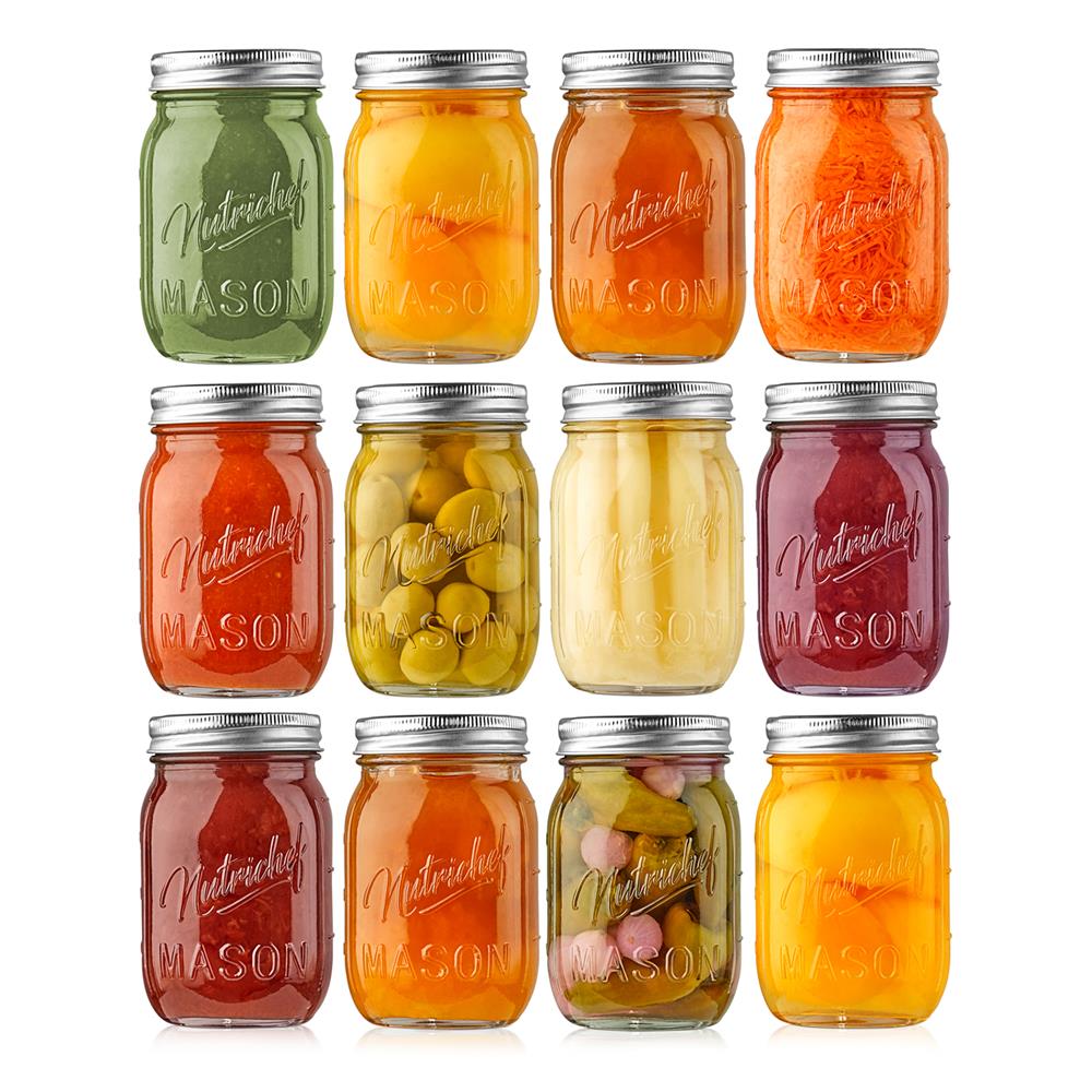 Premium Glass Mason Jars with Airtight Lids - 16oz Wide Mouth Canning Jars for Food Storage, DIY Crafts, Homemade Jam & Pickling - Perfect for Kitchen, Pantry Organization & Gift Packaging