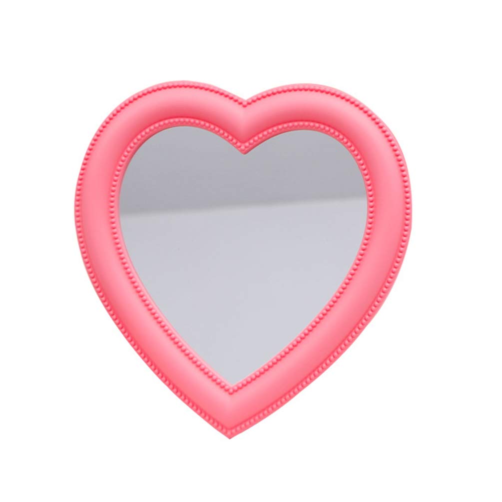 2Pcs Heart Shaped Vanity Mirror - Dual Use Tabletop & Wall Hanging Makeup Mirror for Women, Pink Cosmetic Mirror with Stand, Perfect Gift for Girlfriend, Wife, Friends (Bedroom, Bathroom, Dressing Room)