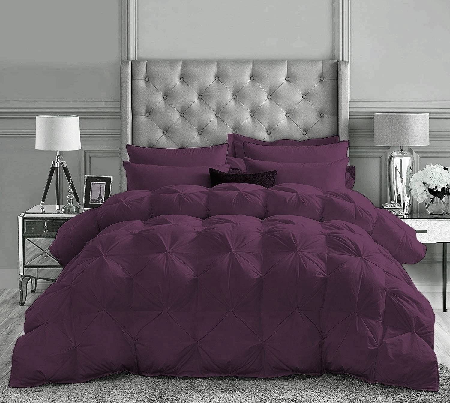 Luxury 500 GSM King Size Pinch Pleated Comforter Set - 5 Piece (Comforter + 4 Pillow Shams) | 1000 Series Premium Egyptian Cotton | Ultra Soft & Oversized for Master Bedroom Decor