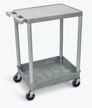 Luxor 2-Shelf Gray Utility Cart with Wheels - Perfect for Kitchen, Bathroom, Office, and Garage Storage Organization