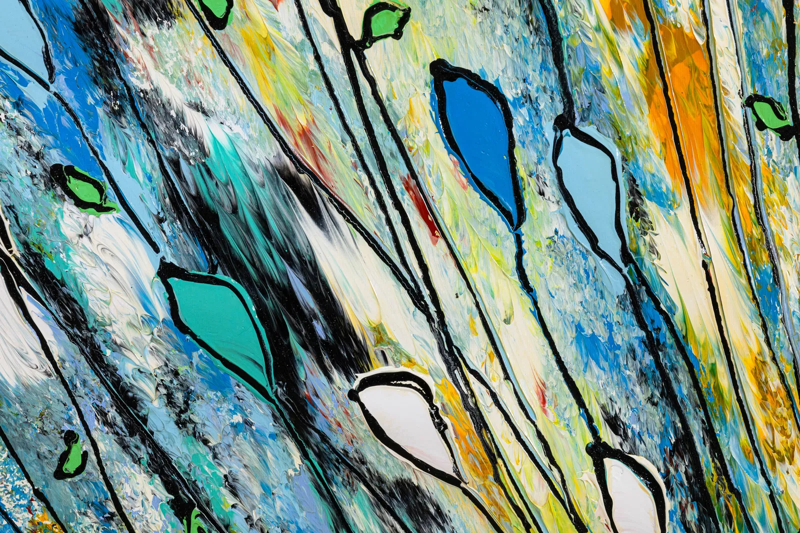 Ernesto Villanueva Signed Acrylic Painting on Canvas - Summer in My Garden Artwork for Home Decor, Office Wall Art & Gift Idea