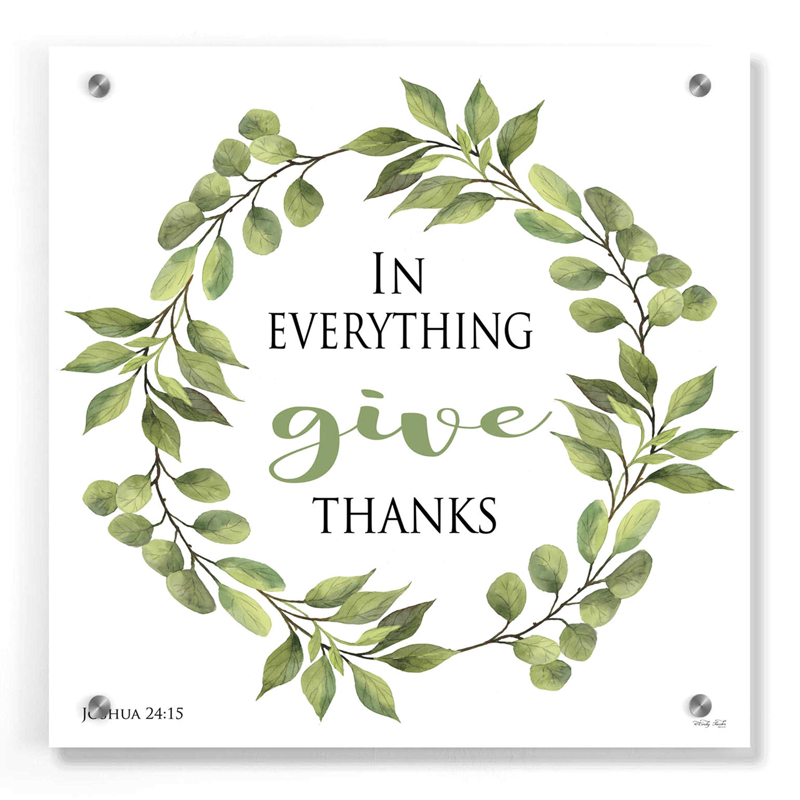 Epic Art 'In Everything Give Thanks Wreath' by Cindy Jacobs - 36x36 Inch Acrylic Glass Wall Decor - Perfect for Thanksgiving, Christian Home Decor & Church Wall Art
